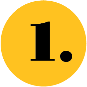 Large black number one on a yellow circle