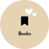 Books Graphic on Tan Background