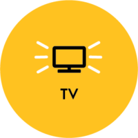Television Graphic on Yellow Background